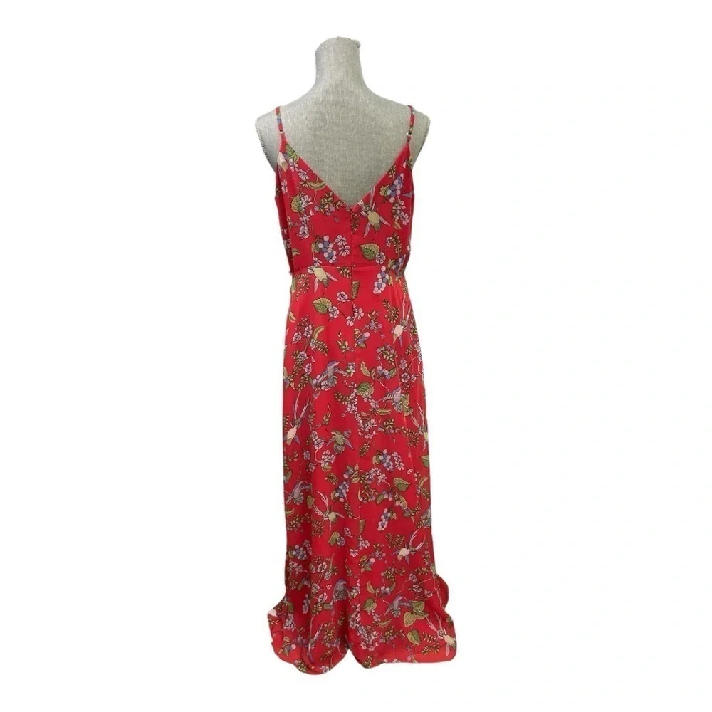 Nanette Leopore red floral Hummingbird long /Maxi flowy summer dress sz: 10